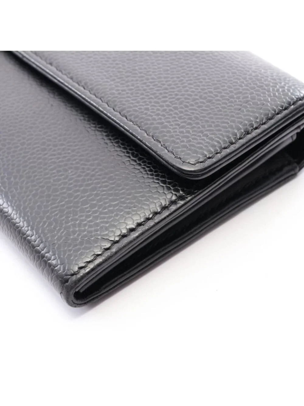 Chanel Bifold Wallet CC Logo Black Caviar Leather Quilted